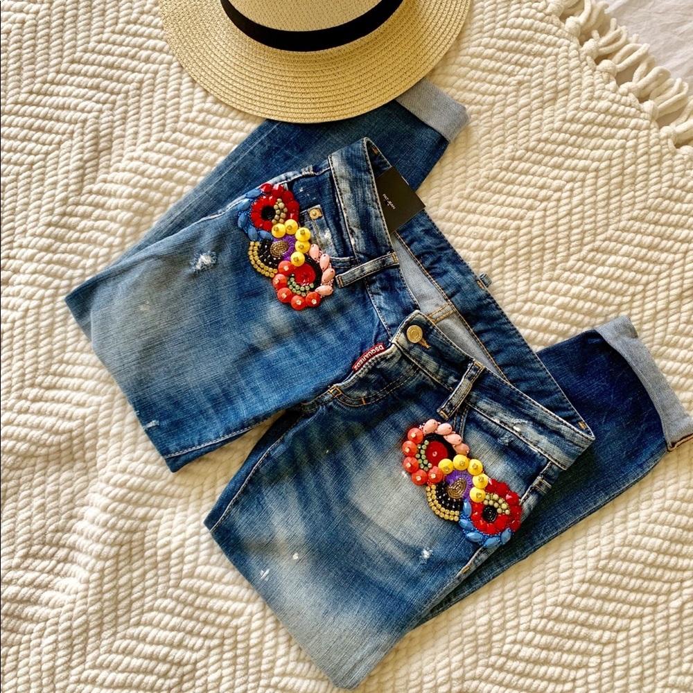 🌈 DSquared2 embellished Pat jean